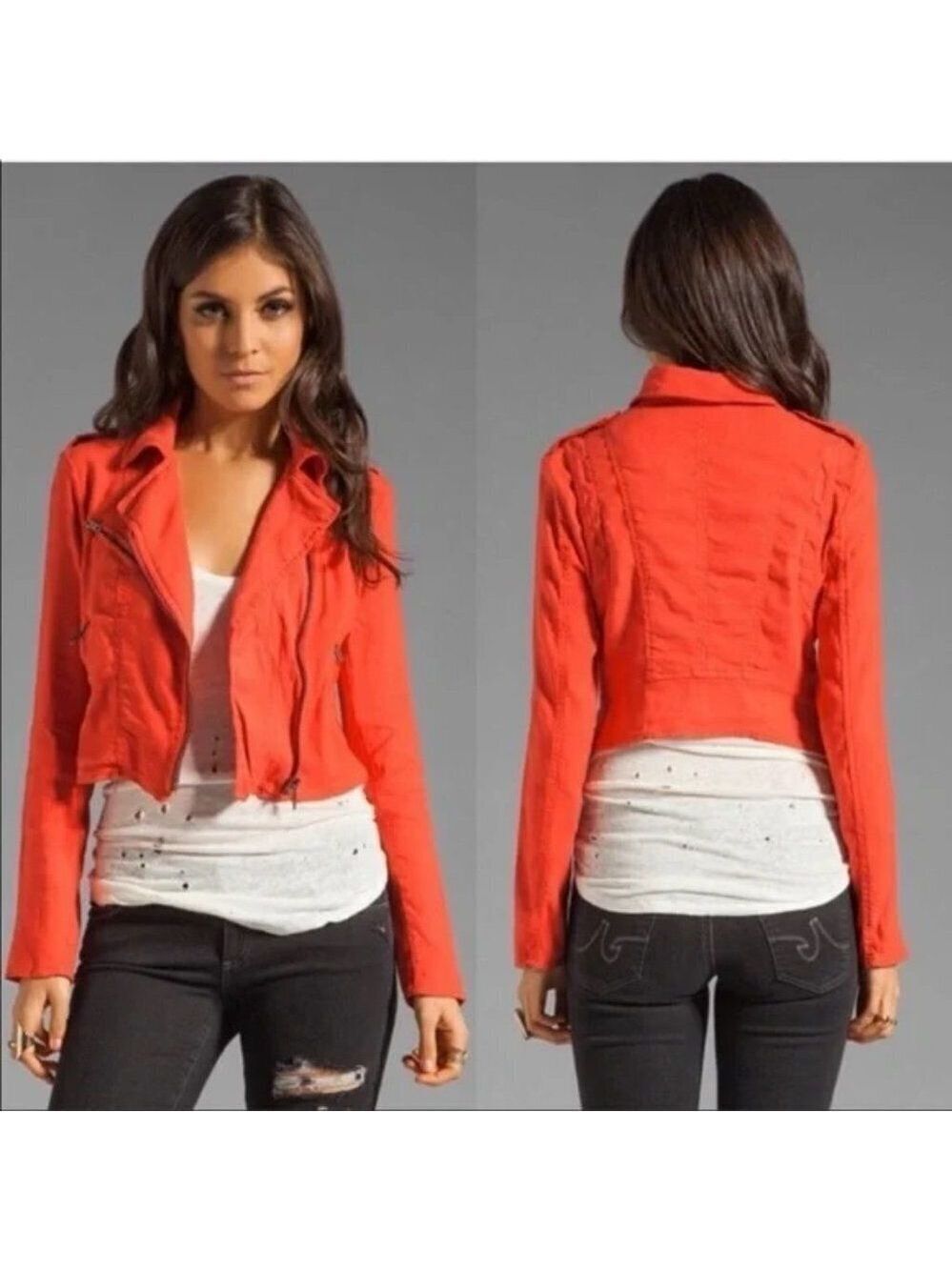 Free People Lovely In Linen Moto Jacket